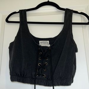 Urban outfitters black lace up crop top